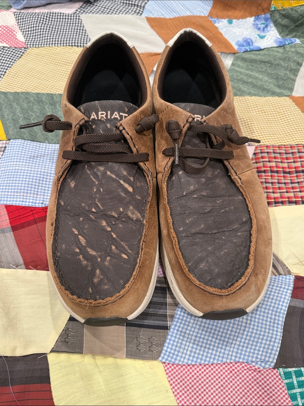 Ariat Brown Suede & Dark Brown Moc Toe Slip-On Loafers size 12D